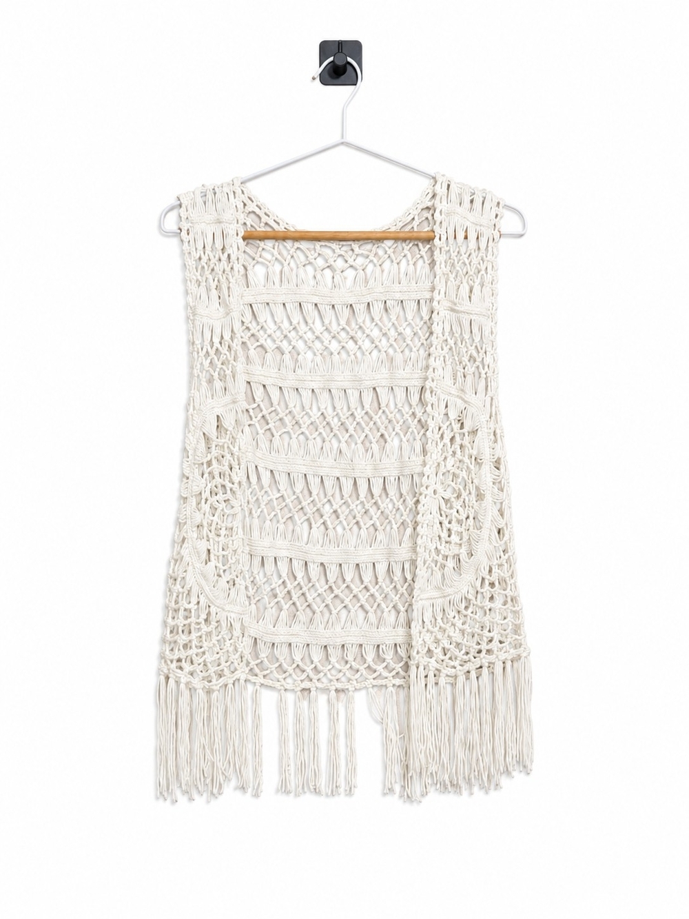 Garage Fringe Vest in Cream - XS/S